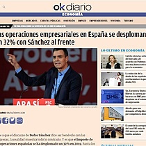 Las operaciones empresariales en Espaa se desploman un 32% con Snchez al frente